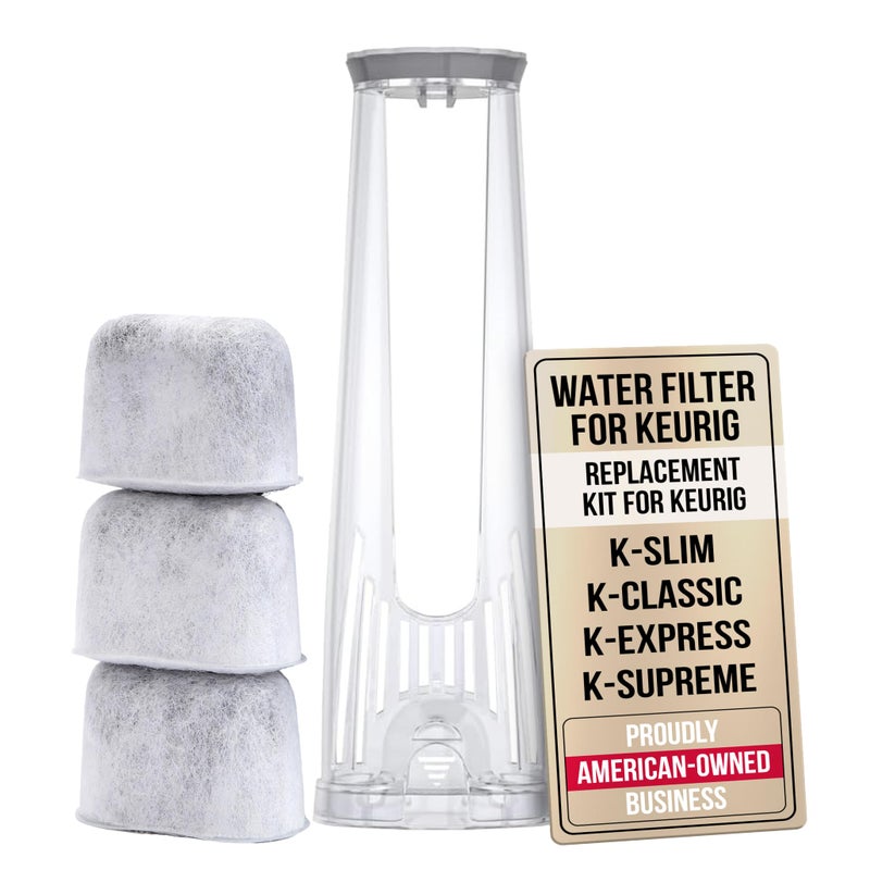 PUREHQ Keurig Starter Kit Replacement Water Filter Holder for Keurig 2.0, K-Slim, K Express, K-Supreme, K-Classic, K-Duo Plus Coffee Maker â€“ Includes Tall Handle for Side Reservoir and 3-Pack Water Filters - Image 1